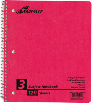 NOTEBOOK 3 SUB 11X8 120 SH 6 PKT