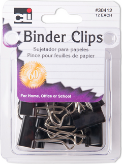 BINDER CLIP .75IN SML BLACK 12PK