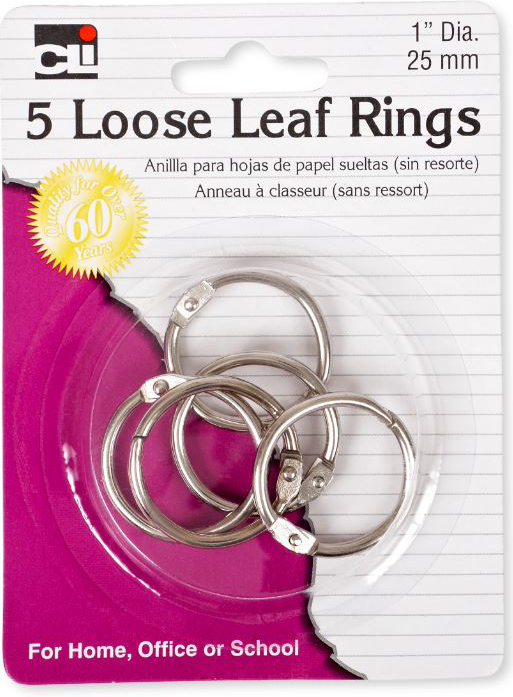 LOOSE LEAF RINGS 1IN 5PK